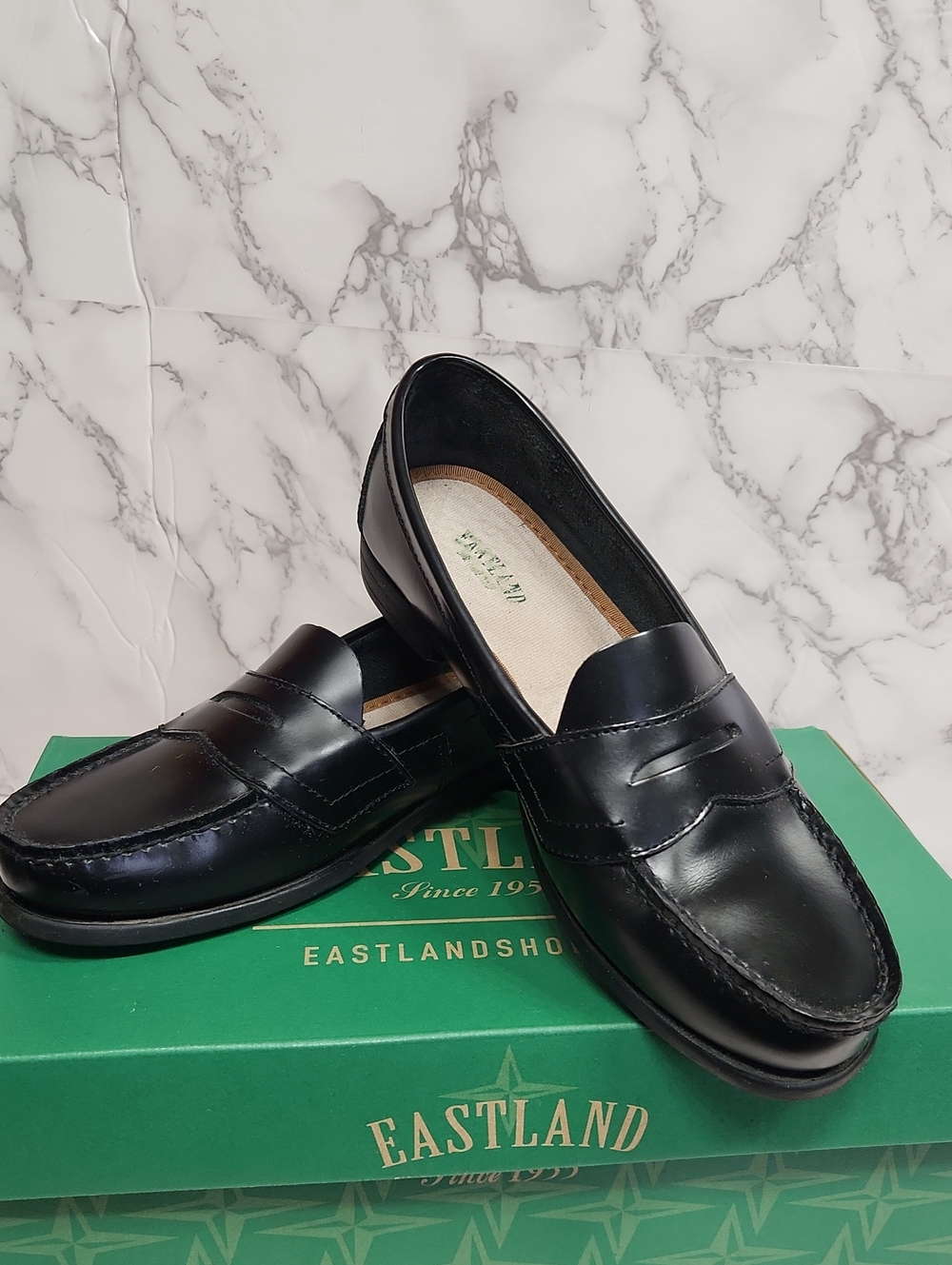 Eastland Black Leather Penny Loafers for Women